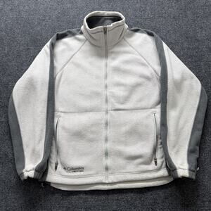Columbia Titanium Fleece Jacket Mens Medium White Gray Full Zip Vertex